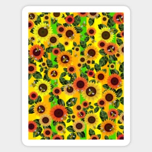 BUSY Bees Sunflowers Blooming Sticker